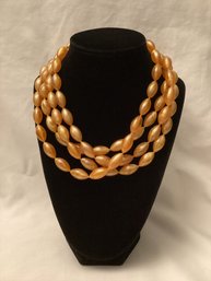 Vintage Plastic Swirl Bead Long Necklace