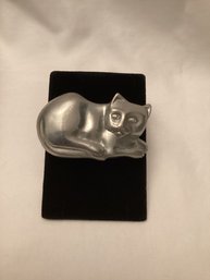 Silver Tone Cat Belt Buckle