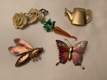 Collection Of Garden Theme Brooches