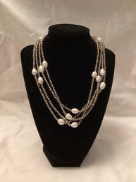 Faceted Bead & Faux Pearl Necklace