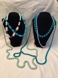 Shades Of Blue Vintage Beaded Necklaces