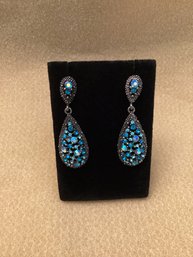 Stunning Shades Of Blue Rhinestone Earrings