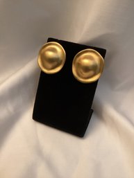 Vintage Anne Klein Brushed Gold Tone Earrings