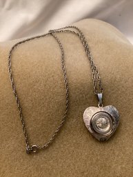 Wakmann 17 Jewels Incabloc Heart Watch Pendant On Silver Tone Chain