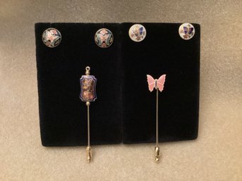 Cloisonn Enamel Butterfly Posts & Stick Pins