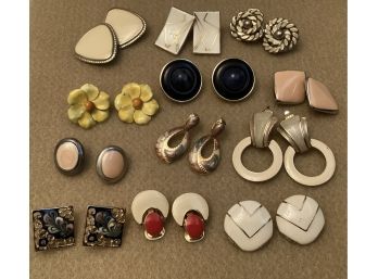 Twelve Pair Vintage Clip Earrings Incl. Trifari