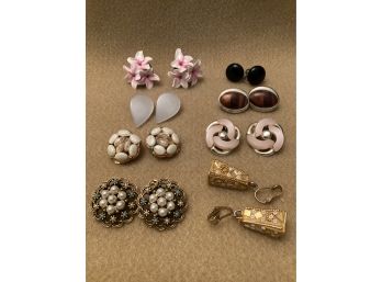 Eight Pair Vintage Clip & Screw Back Earrings