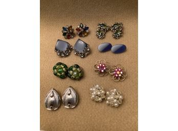 Eight Pair Vintage Clip Earrings