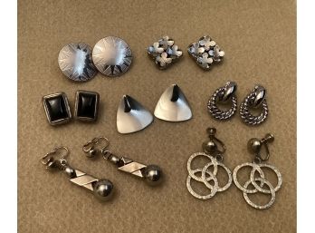 Silver Tone Clip Earrings