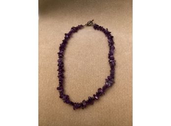 Marked 925 Toggle Clasp Amethyst Beaded Necklace