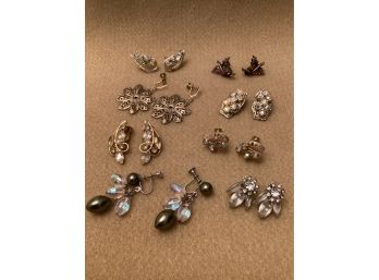 Eight Pair Vintage Clip & Screw Back Earrings