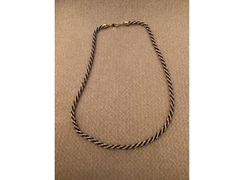 Signed Trifari Black & Gold Braided Necklace