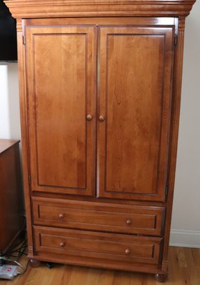 Bellini Furniture Maple Wood Armoire Cabinet With 3 Shelves & 2 Drawers