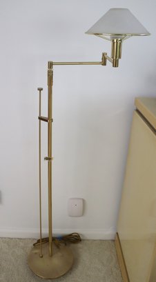 Vintage Holtkoetter Germany Brass And Alabaster Adjustable Height Floor Lamp.