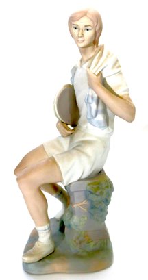 Vintage Lladro Porcelain Figurine Of A Male Tennis Player