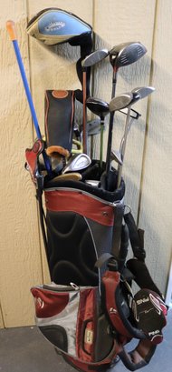 Ping Golf Bag With A Vintage Assortment Of Clubs With Taylor Made  Drivers, Odyssey Putter.