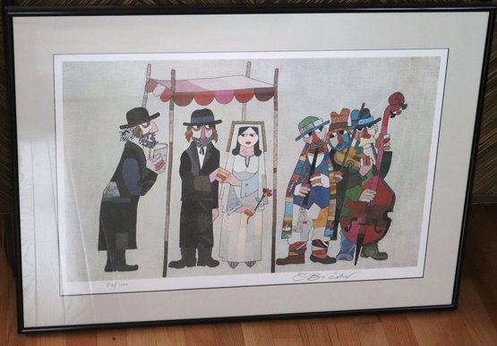 Pencil Signed Limited Edition By Obican 56/1000, Of Hasidic Wedding Ceremony With Musicians.