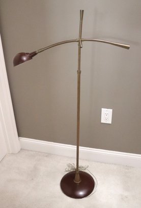 126. Mid-century Modern Style One Arm, Adjustable Lamp In Burnished Bronze And Brown