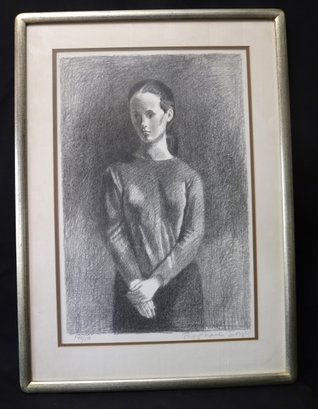 Framed Impressionist Portrait Lithograph Of A Young Girl By Listed Artist Raphael Soyer 140/150