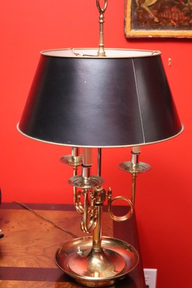 Brass Horn Shaped Desk Lamp With Paper Shade