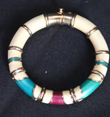 Vintage Signed Designer Bracelet With Inlaid Stones