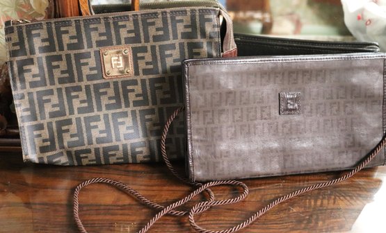 Two Vintage Fendi Clutch Purses Approx. 11