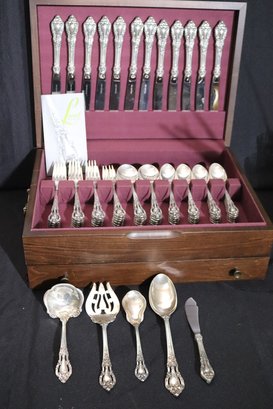 Lunt Sterling Silver Luncheon Flatware Set - Serving For 12  Plus 5 Extra Serving Pc's - 77 Pc Total