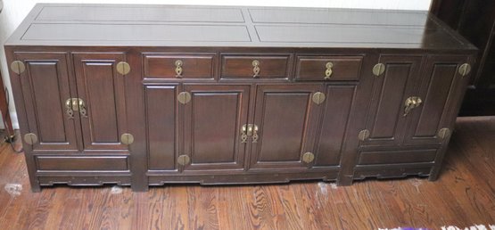 Unique Post Modern, Chinese Inspired, Double-sided Buffet /sideboard With Brass  Hardware.