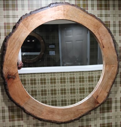 Rustic Live Edge Natural Wood Wall Mirror