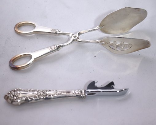Vintage Serving Pieces Including A Bottle Opener With Sterling Handle