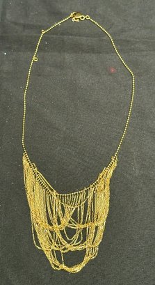 14K YG 17 Inch Curtain Style Bead Necklace