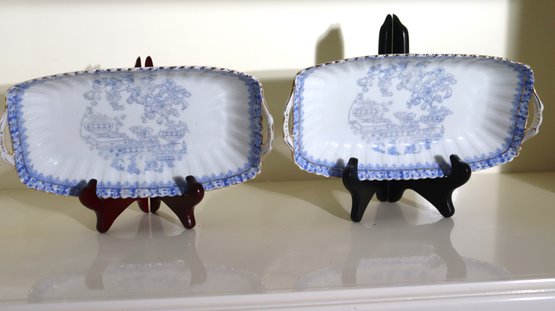 Tuppac China Blau Tiefenfurt Porcelain Blue And White Serving Platters With Handles