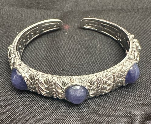 Sterling Silver Open Bracelet With Blue Moonstone Cabuchons By Judith Ripka