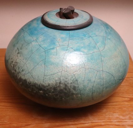Large Turquoise Pottery Signed By The Artist