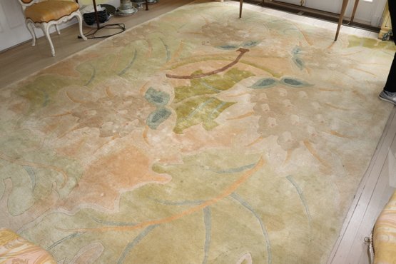 Custom Tibetan? Floral Design Pastel Colored Carpet In The Style Of Edward Fields With Exotic Floral Motif
