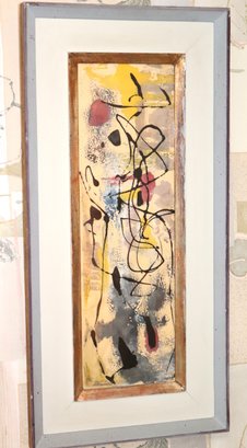 Attributed And Signed Luis Chan, Listed Artist, MCM Abstract Mixed Media On Painting On Paper, 1962,