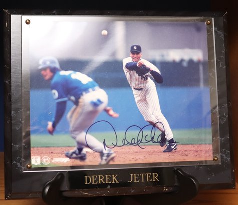 Derek Jeter NY Yankees Autographed Photo File Plaque With COA From The Sportscard Shoppe At Bookmarx