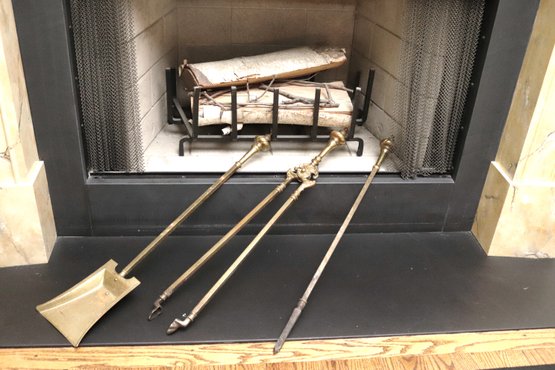 Brass Fireplace Tools And Grate
