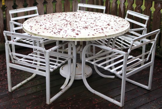 Outdoor Patio Table Includes 6 Chairs, Ottoman And 6 Chair Cushions