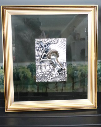 Ottaviani 800 Silver Equestrian Plaque In Floating Gold Frame Made In Italy