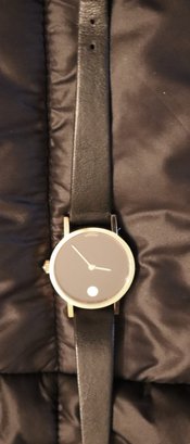 Movado Swiss Made Designer Watch With A Genuine Leather Strap
