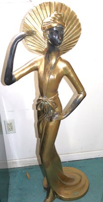 Amazing Brass Statue Of A Ravishingly Elegant 1920s Era Femme Fatale