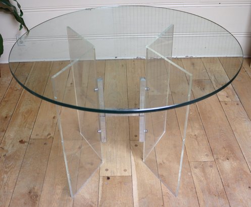 Modern Round Glass And Lucite Round Table