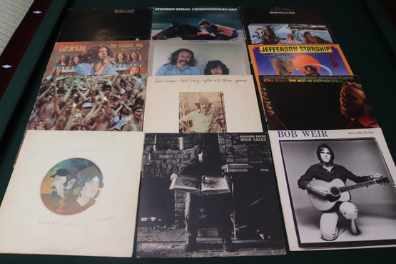 Lot Of 12 Vintage Record Albums With Jefferson Starship, Crosby,  Stills Nash And More.