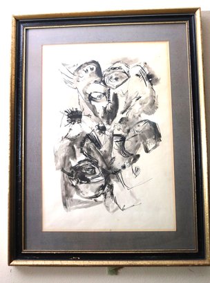 Abstract Pen & Ink Drawing In Shades Of Black& White Signed By Artist