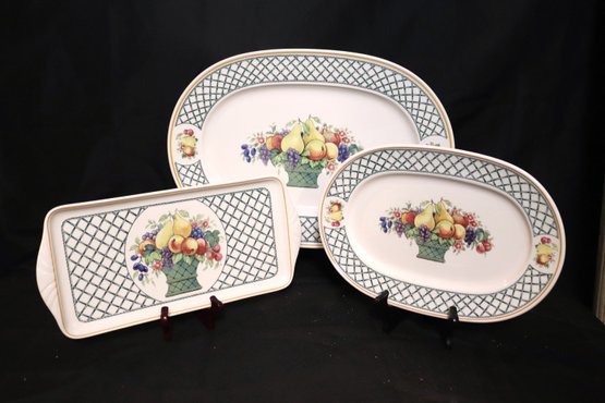 Three Villeroy And Boch Basket Pattern Serving Pieces.