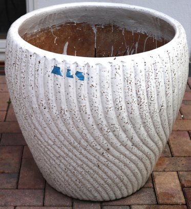 Large Outdoor Ceramic Planter With A Crackle Finish