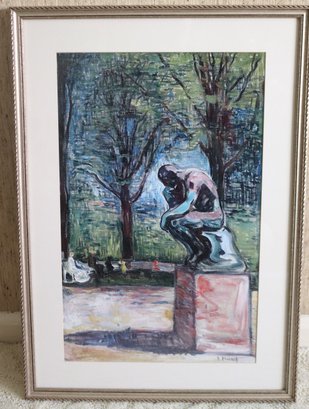 Rodin Garden The Thinker Framed Exhibit Poster After Munch