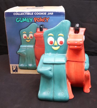 1997 Gumby And Pokey Collectible Cookie Jar By Clay Art With Original Box