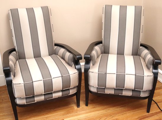 Swain Contemporary Armchairs With Quality Textured Striped Linen Fabric